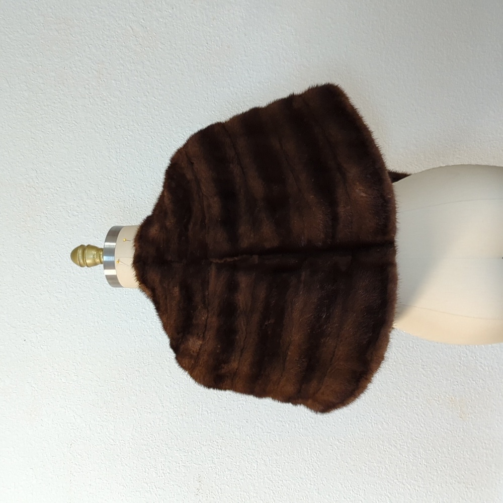 Vintage Ramsays Real Fur Shawl Wrap Bolero Cape Brown One Size fall winter glam - Picture 2 of 6